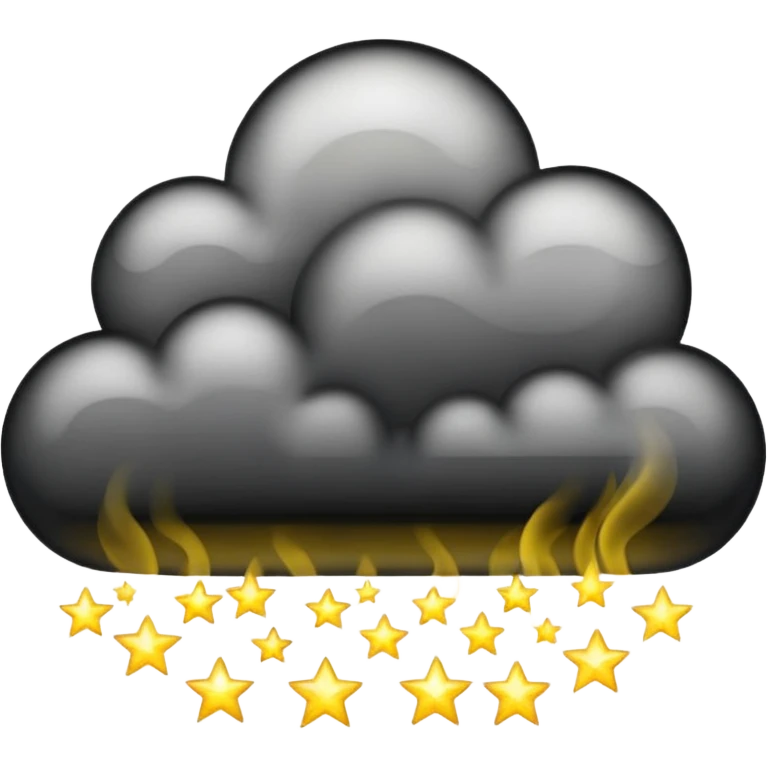 Black cloud with shiny yellow stars emoji