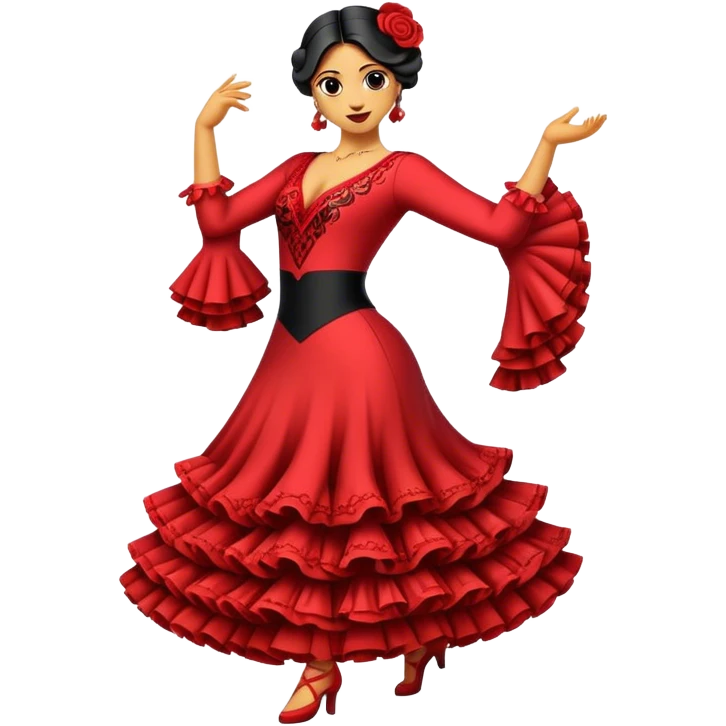 Cinematic Realistic Flamenco Pop Culture Emoji, featuring an expressive portrayal of traditional Spanish dance rendered with dynamic textures and passionate, vibrant lighting. emoji