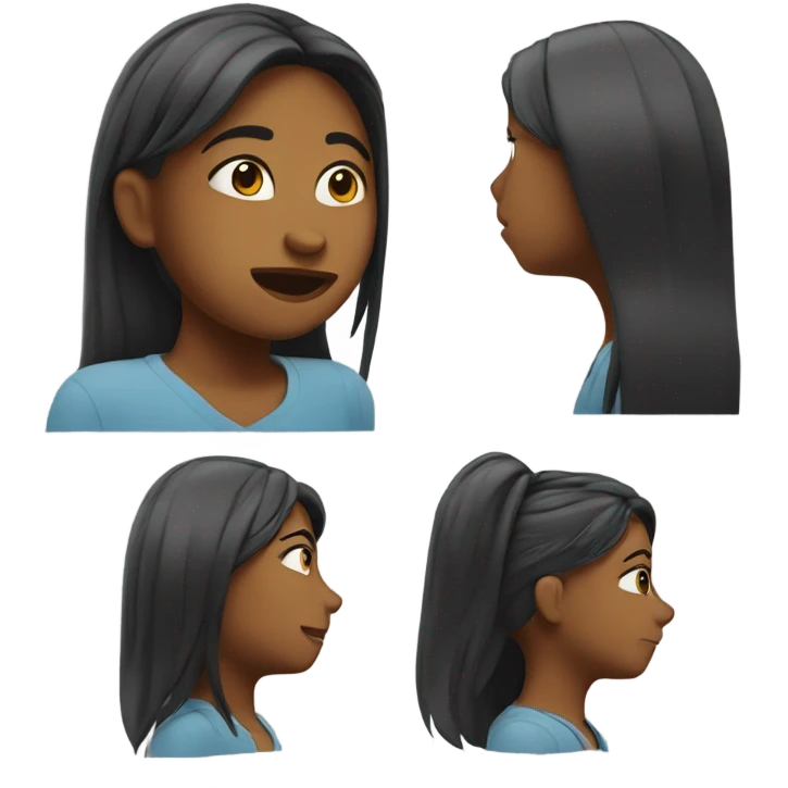 Girl tucking hair behind ear and biting lip emoji