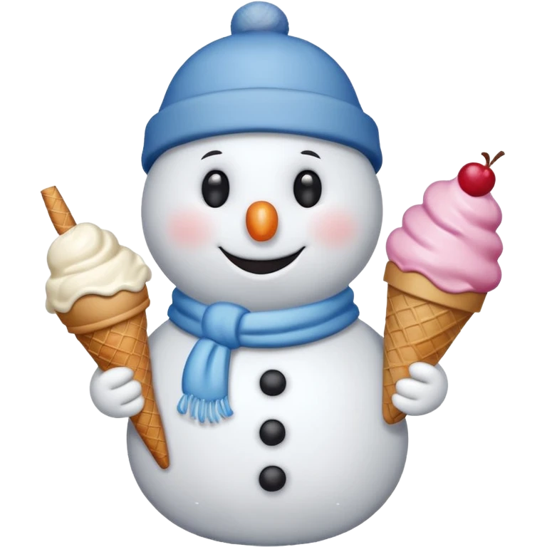 snowmen wearing cap with ice cream emoji