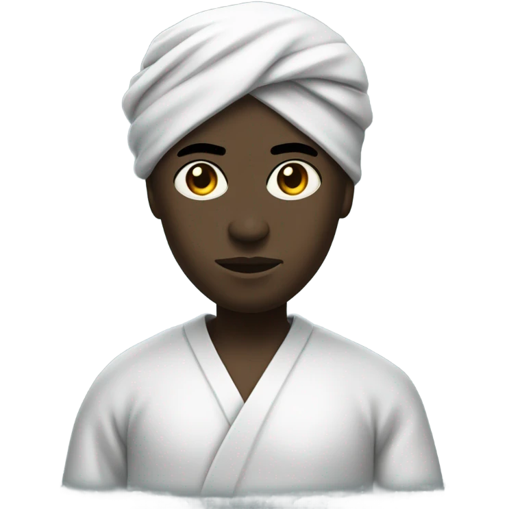 Black person who is Jewish with a turban and robes looks like terminator half human emoji