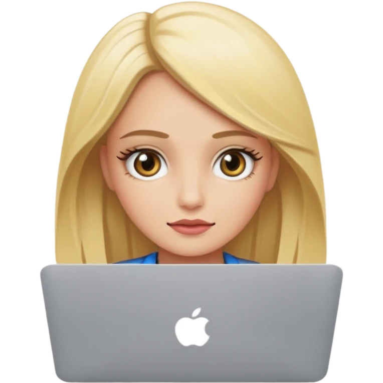 Chica rubia con anteojos usando una MacBook  emoji