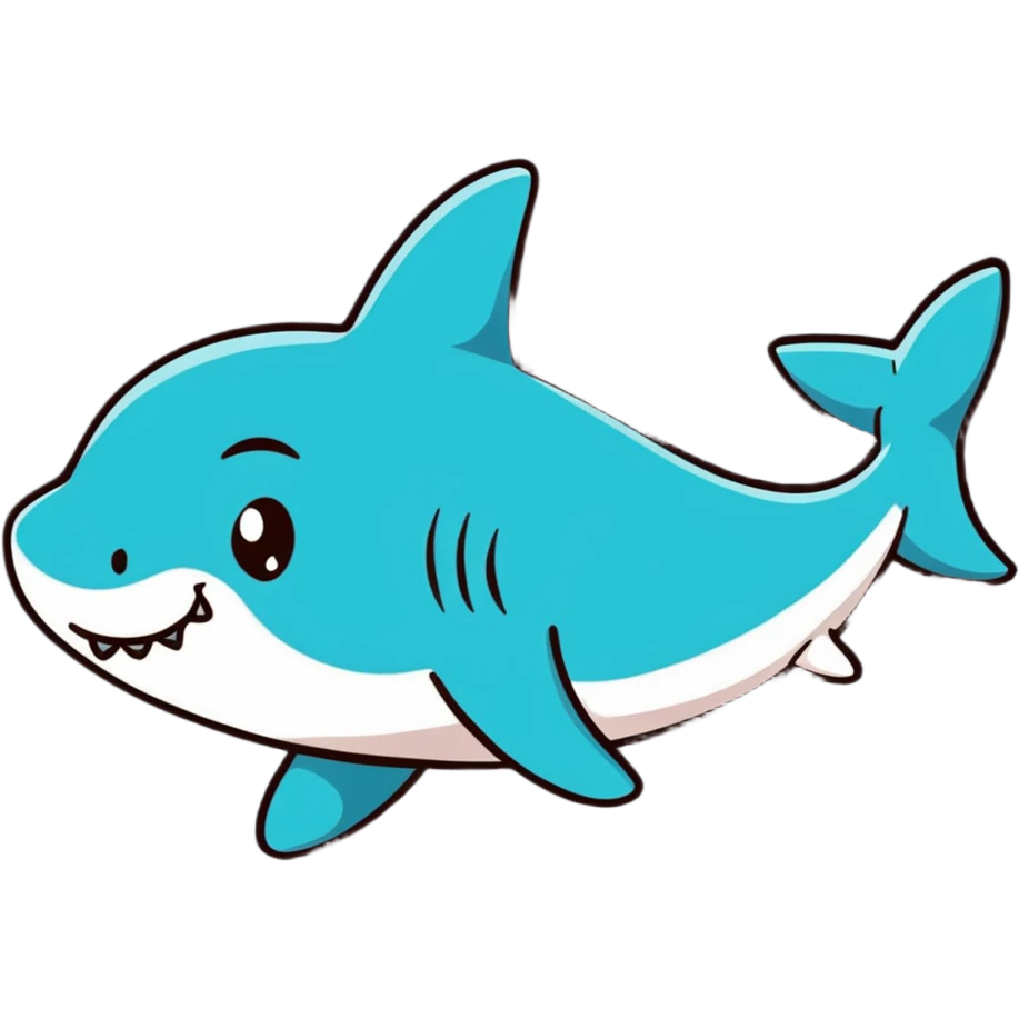 cute cartoon shark swimming emoji