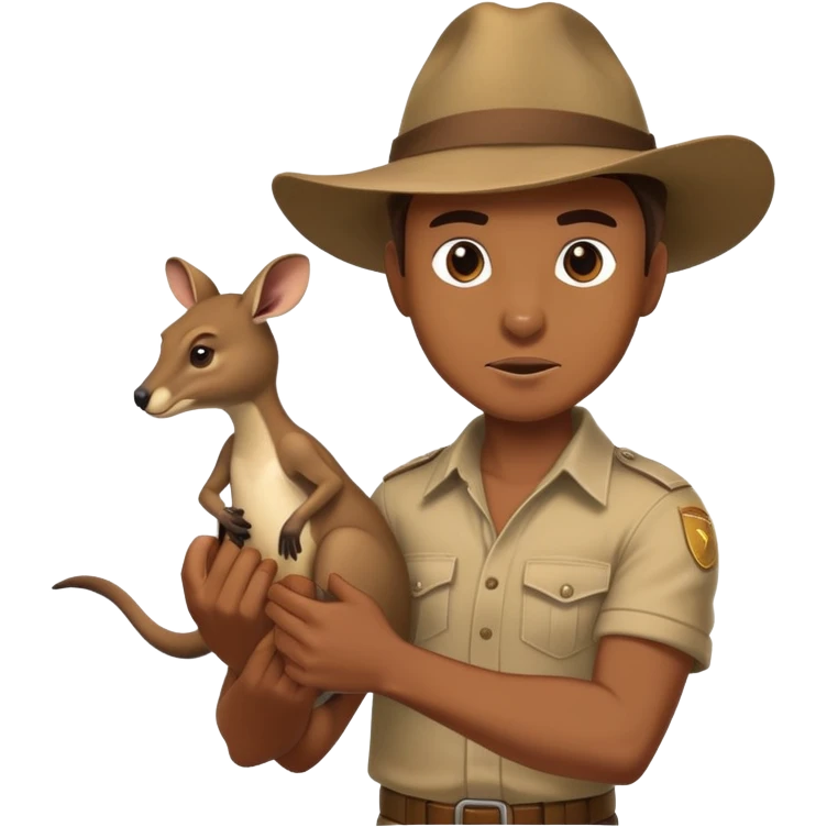 human male wearing an Australian outback hat fighting a kangaroo emoji