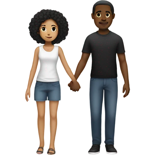 Black man holding hands with mixed girl  emoji
