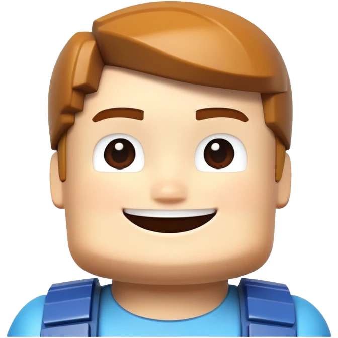 Roblox character with blocky body and smiling face emoji
