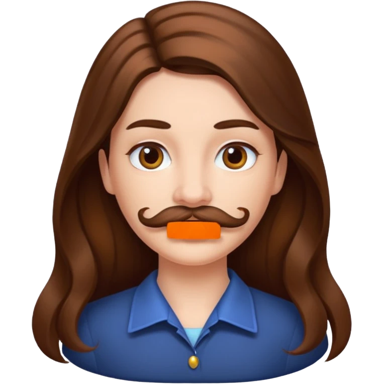 Women lomg hair  with mustache emoji