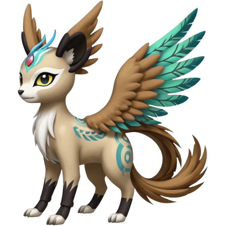 Tribal Painted Asian Graceful Gorgeous Meloetta-WereGarurumon-Trico-Pokémon-Fakémon-fusion-hybrid-creature emoji