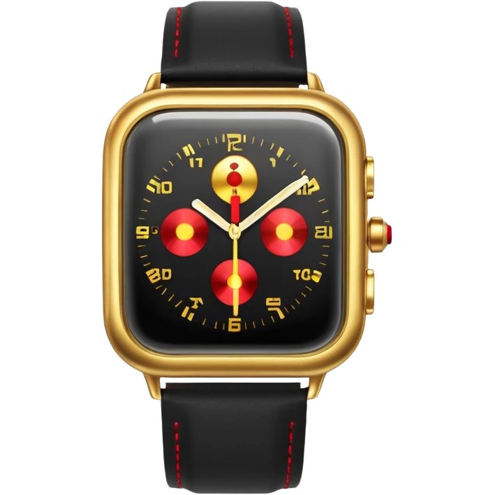 3D render of Laser Watch, secret agent spy gear aesthetic, hidden mechanisms, gold luxury wristwatch emitting a tiny red laser beam, sleek tactical texture, Apple emoji style, isolated on white background --v 6.0. emoji