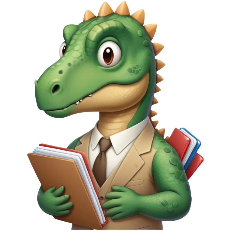 sad office dinosaur holding a lot of folders and papers emoji