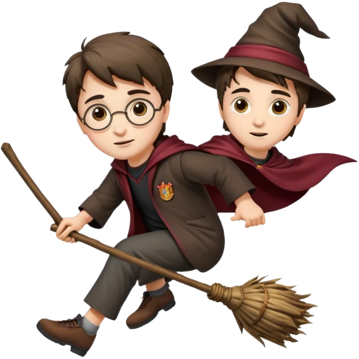 Harry Potter on the broom, flying  emoji