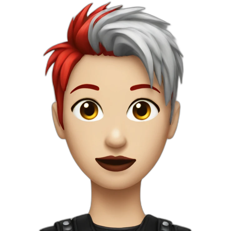 Female punk,red and black short hair emoji