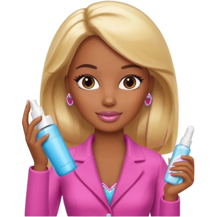 Brown skin blonde hair Barbie with skincare  emoji