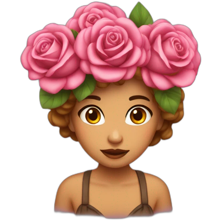 Chica con ramo de rosas emoji