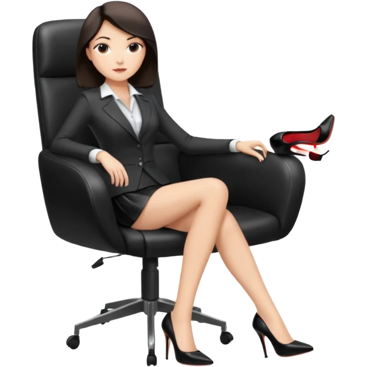 Business woman with short skirt and high heels sitting on chair office emoji