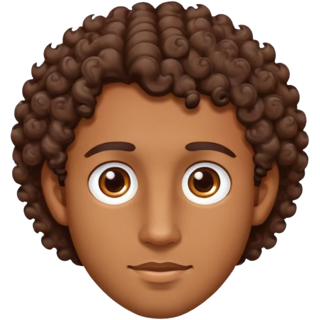 Guy with a darkish tan, curly brown hair, Brown eyes, two dots on his right cheek emoji