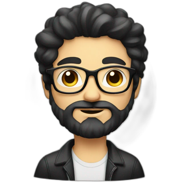 A boy with sun eyeglasse and long facial hair and white skin and black hair emoji
