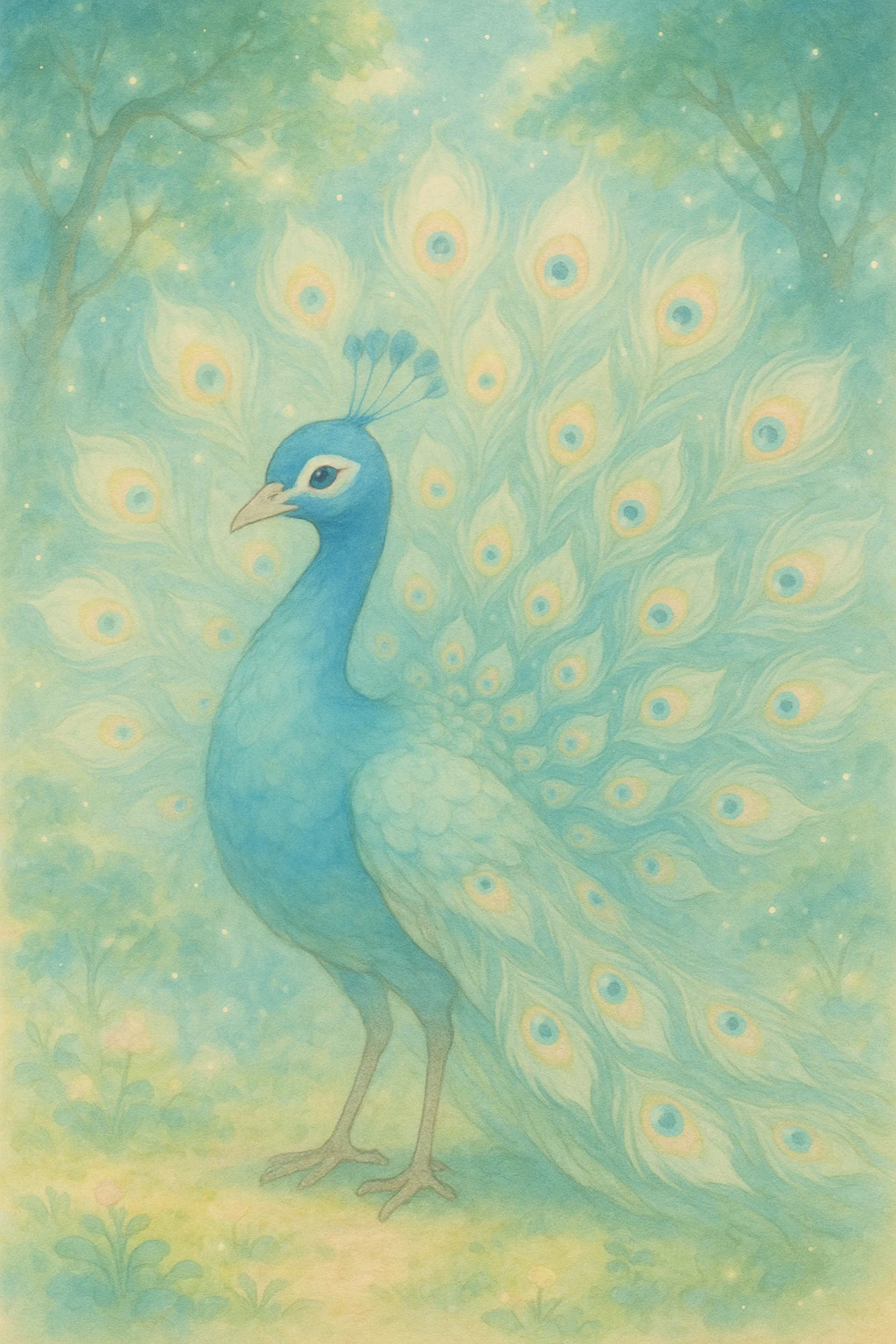 soft and whimsical peacock emoji