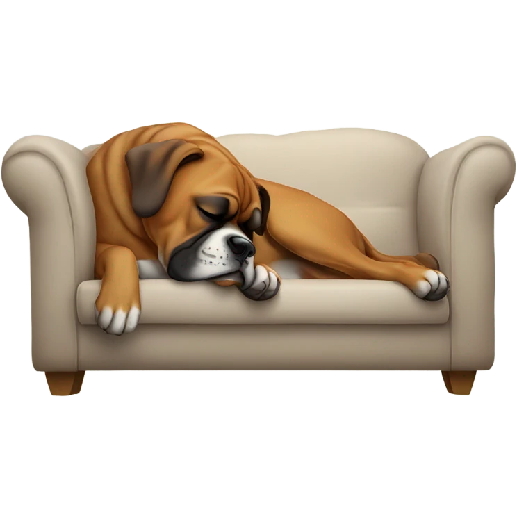 a boxer dog sleeping on a couch very sleepy  emoji