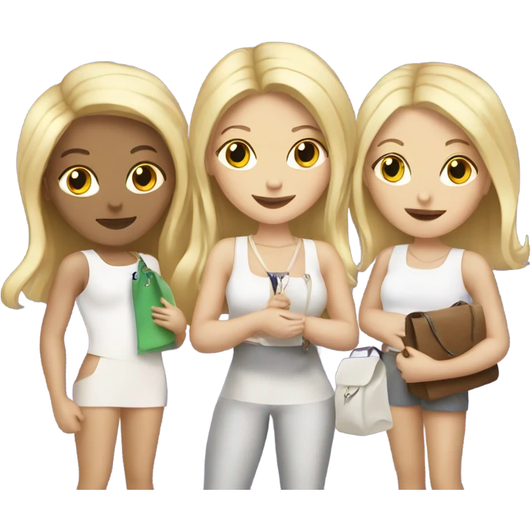 three blonde white girls with tiny white bag  emoji