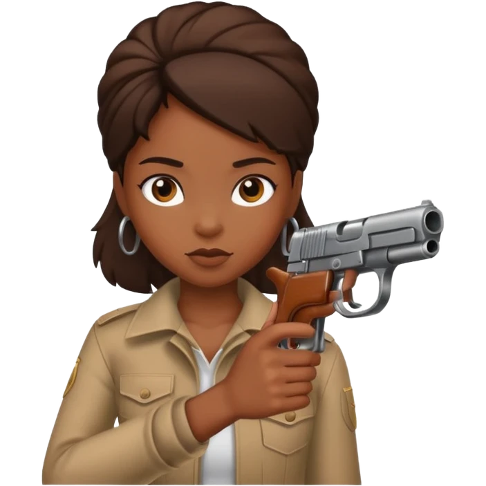 black girl pointing a gun emoji