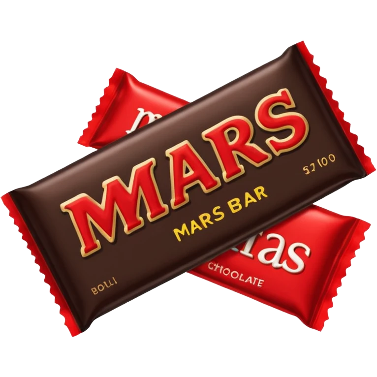Draw a Mars bar in its classic black wrapper with bold red logo. emoji
