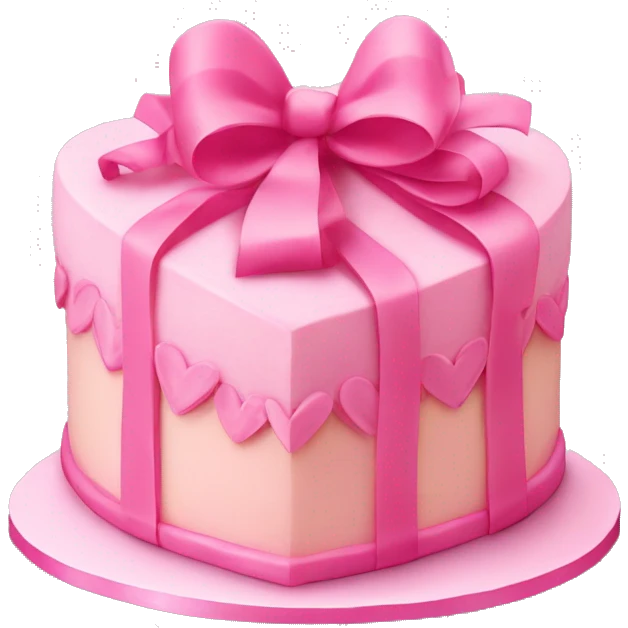 Heart shaped birthday cake with a huge pink bow emoji