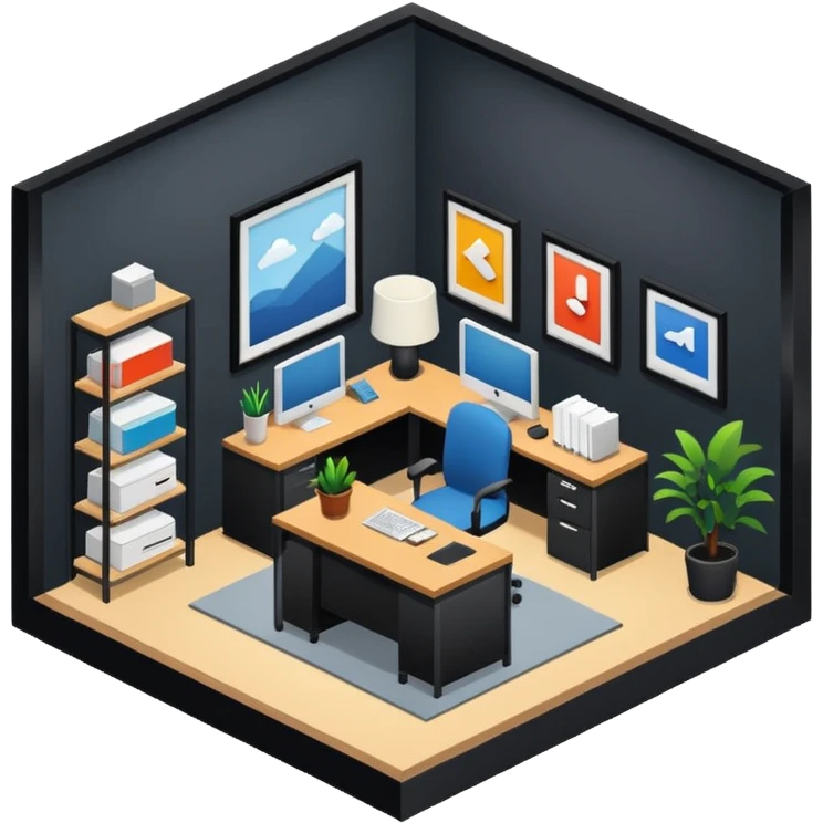 office room of designers isometric emoji