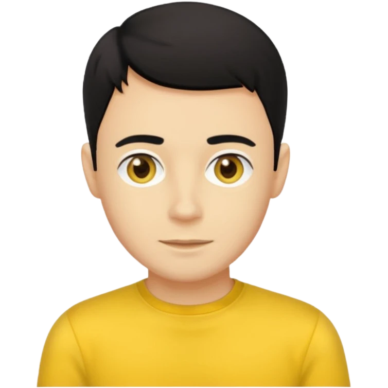 Greg Wiggle from the Wiggles with light skin, hazel eyes, black hair, yellow skivvy shirt emoji