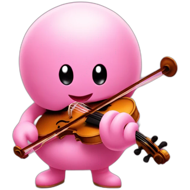 kirby plays a pink violin emoji