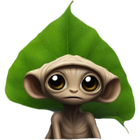Young e.t. like alien stands under leaf in rain  emoji