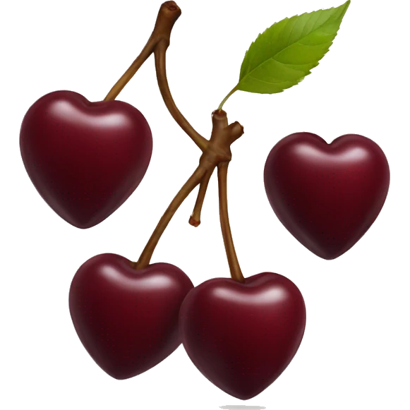 heart shaped burgundy cherries emoji
