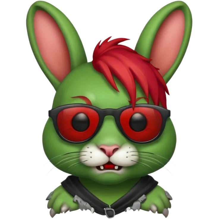 Zombie rabit with red hair and sun glasses emoji