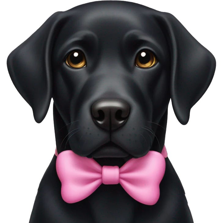 black labrador with a pink  bow on its head emoji