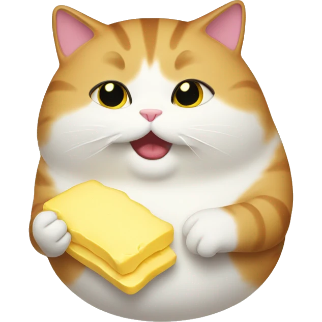 Fat kitty eating butter emoji