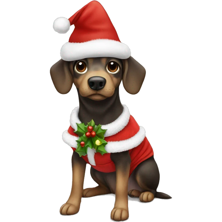 Our Dog Moose in a Christmas outfit emoji