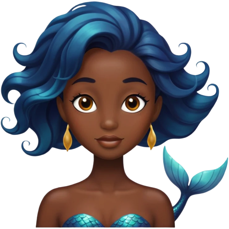 black mermaid with dark skin emoji