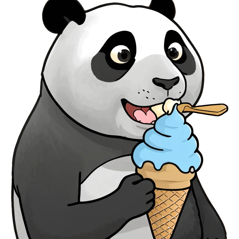 Panda eating ice cream emoji