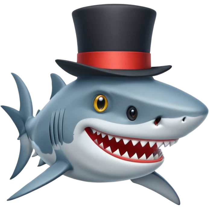 Shark with a top hat emoji