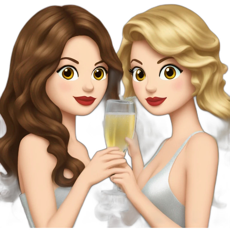 Lana del Rey & Taylor Swift drinking champagne emoji