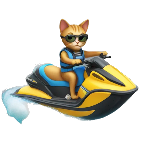 Cat riding a jetski emoji