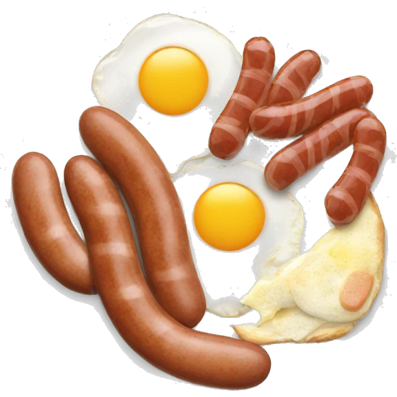 plate of breakfast with eggs and sausages emoji