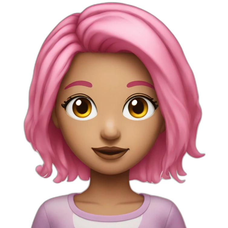 Girl rainbow eyes pink hair emoji