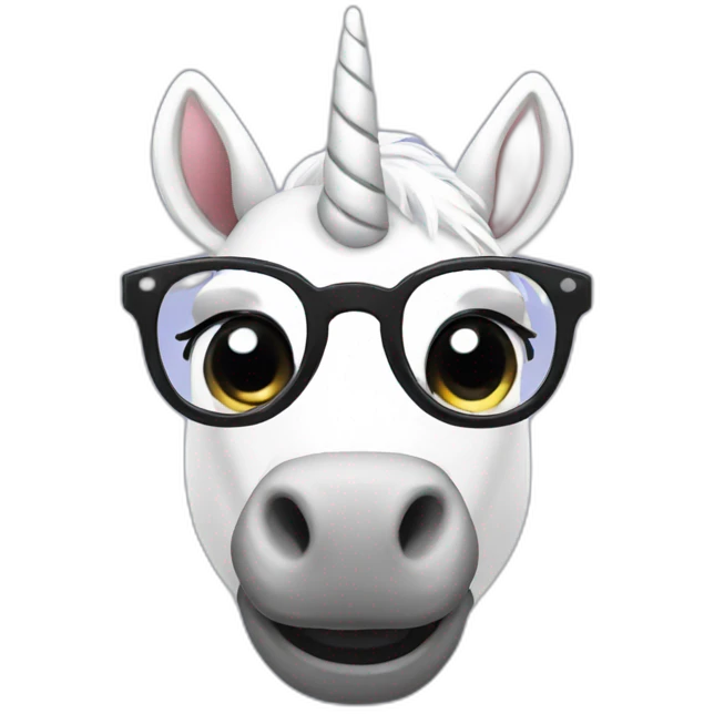 White unicorn with glasses emoji
