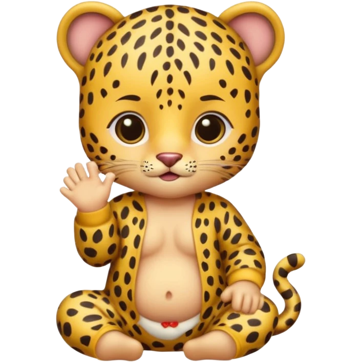 human baby with leopard patterned clothes emoji