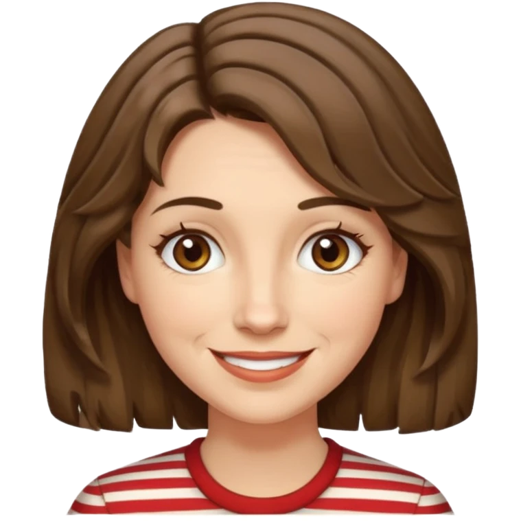 fair-skinned caucasian woman, 40s, chin-length rather wavy/unruly brown-ish hair with some white stripes (shaggy haircut), hazel eyes emoji