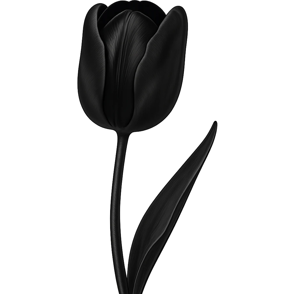 a black tulip, sleek and mysterious, gothic vibe, elegant and dark emoji