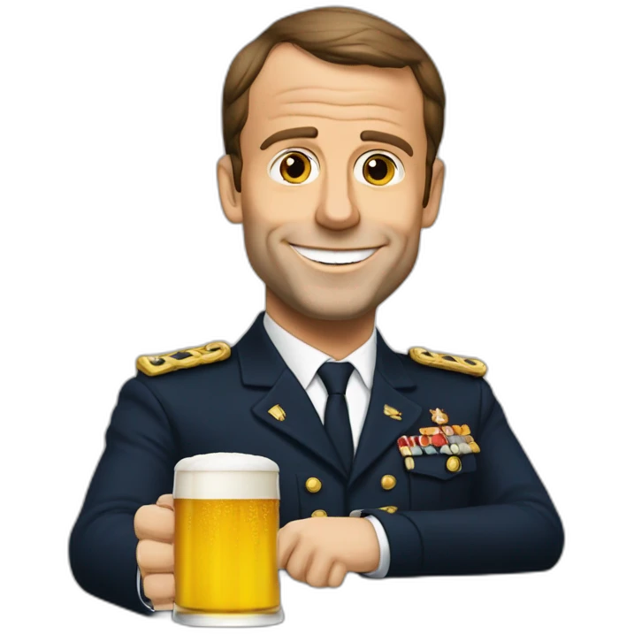 Macron boit une biere emoji