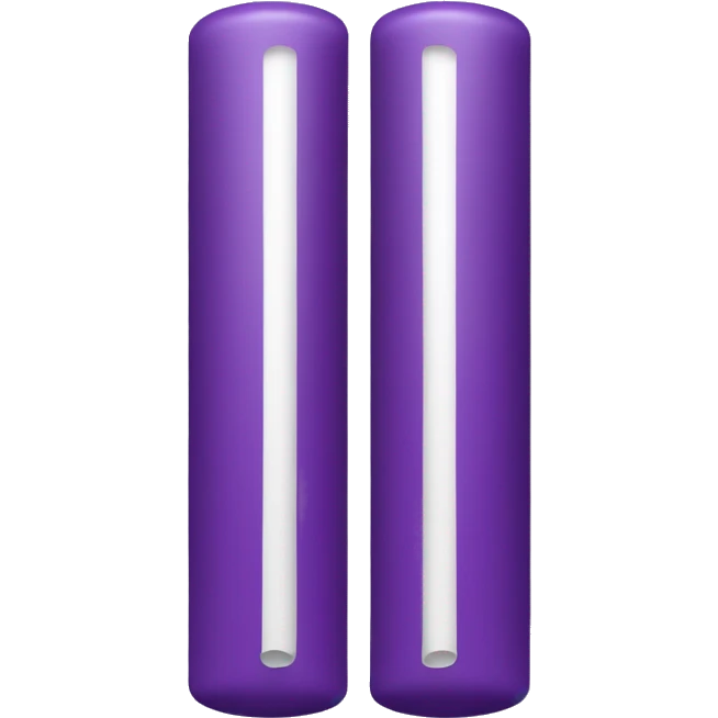 long cylinder with two spheres on one end, make it purple and make the other end round with a slot in the middle emoji