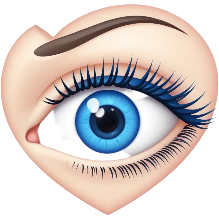 Eye with eyelashes inside blue heart emoji